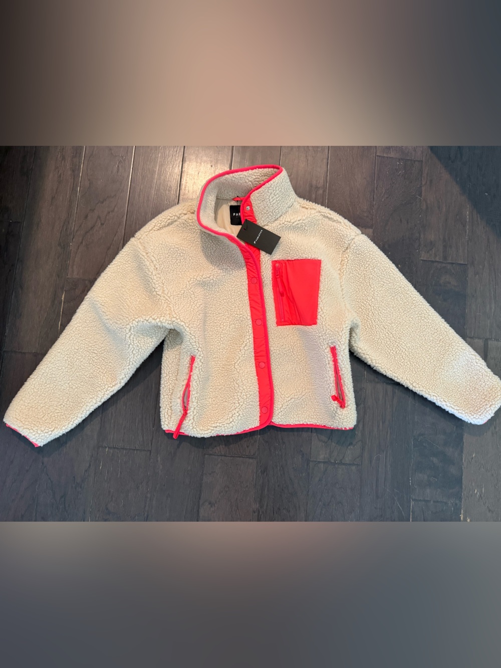 Fabletics Sherpa Jacket with Pink Trim